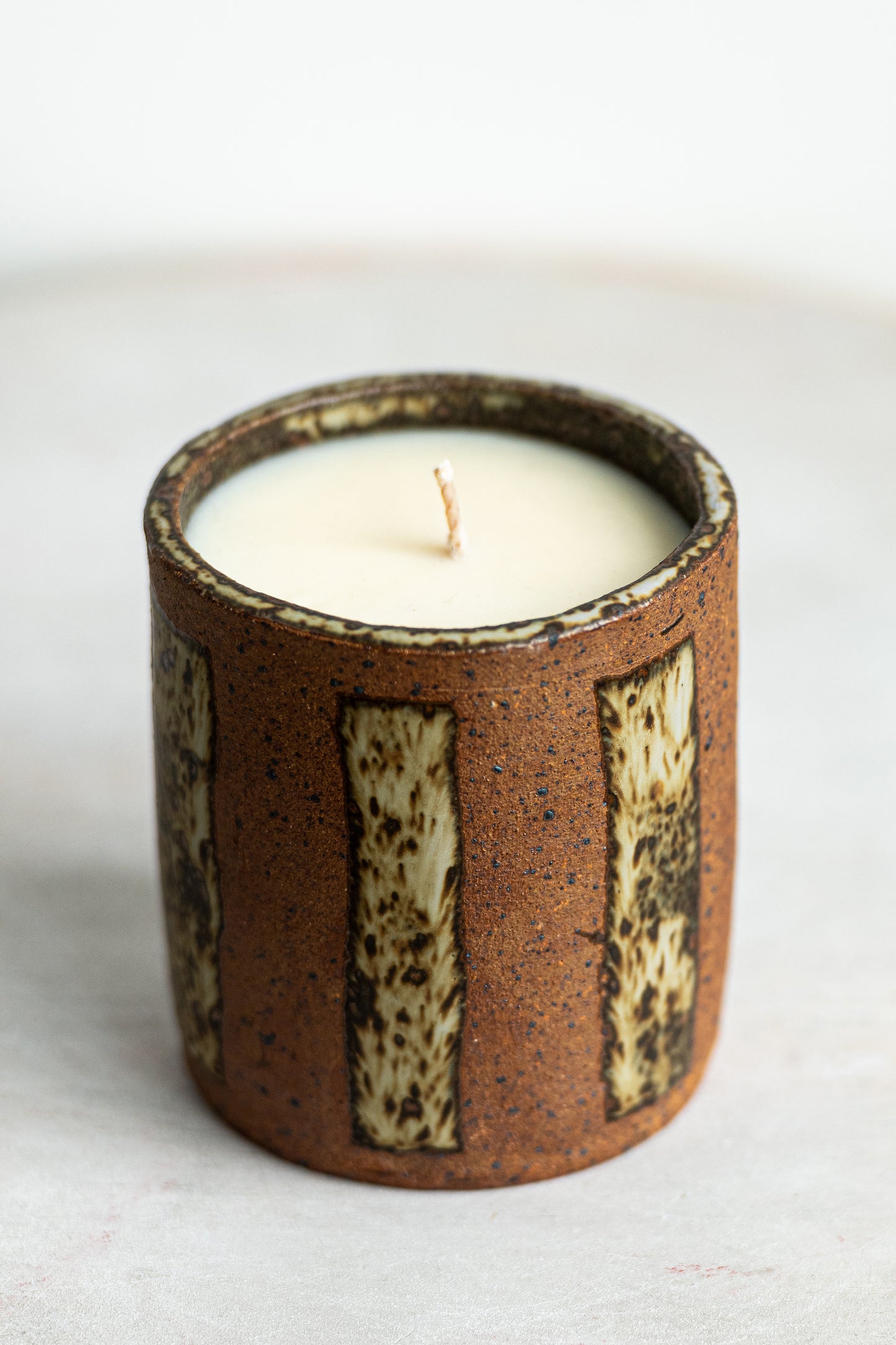 wide stripe underdog stoneware candle