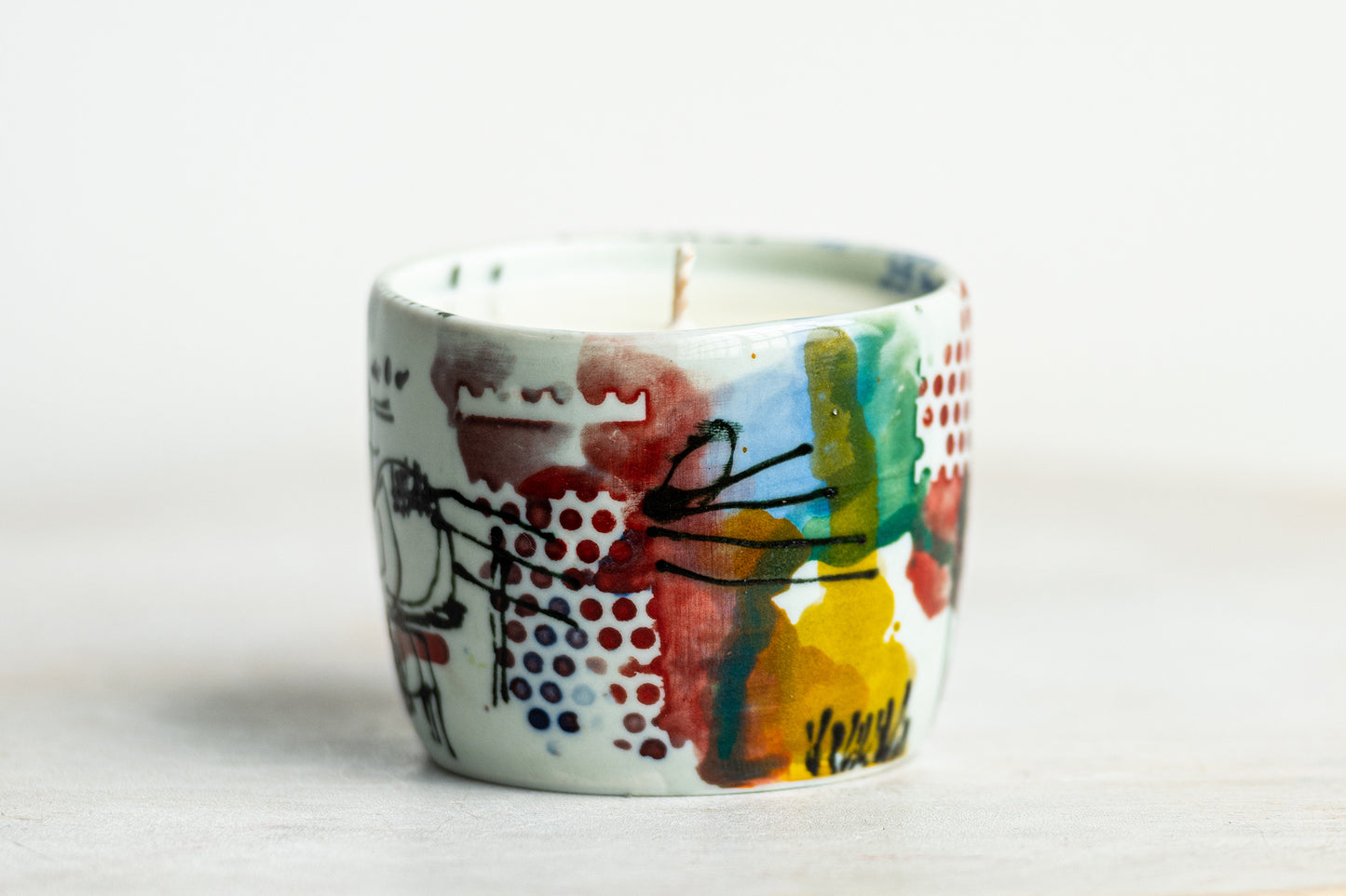 porcelain funky pot candle underdog #3