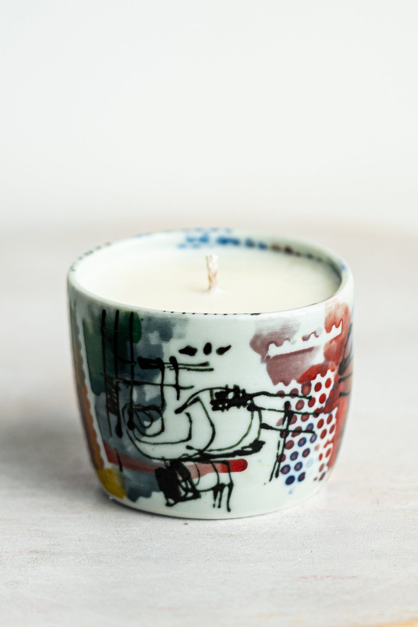 porcelain funky pot candle underdog #3