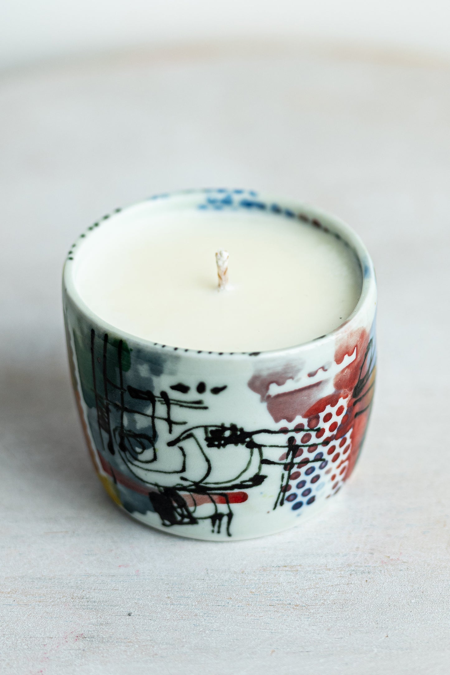 porcelain funky pot candle underdog #3