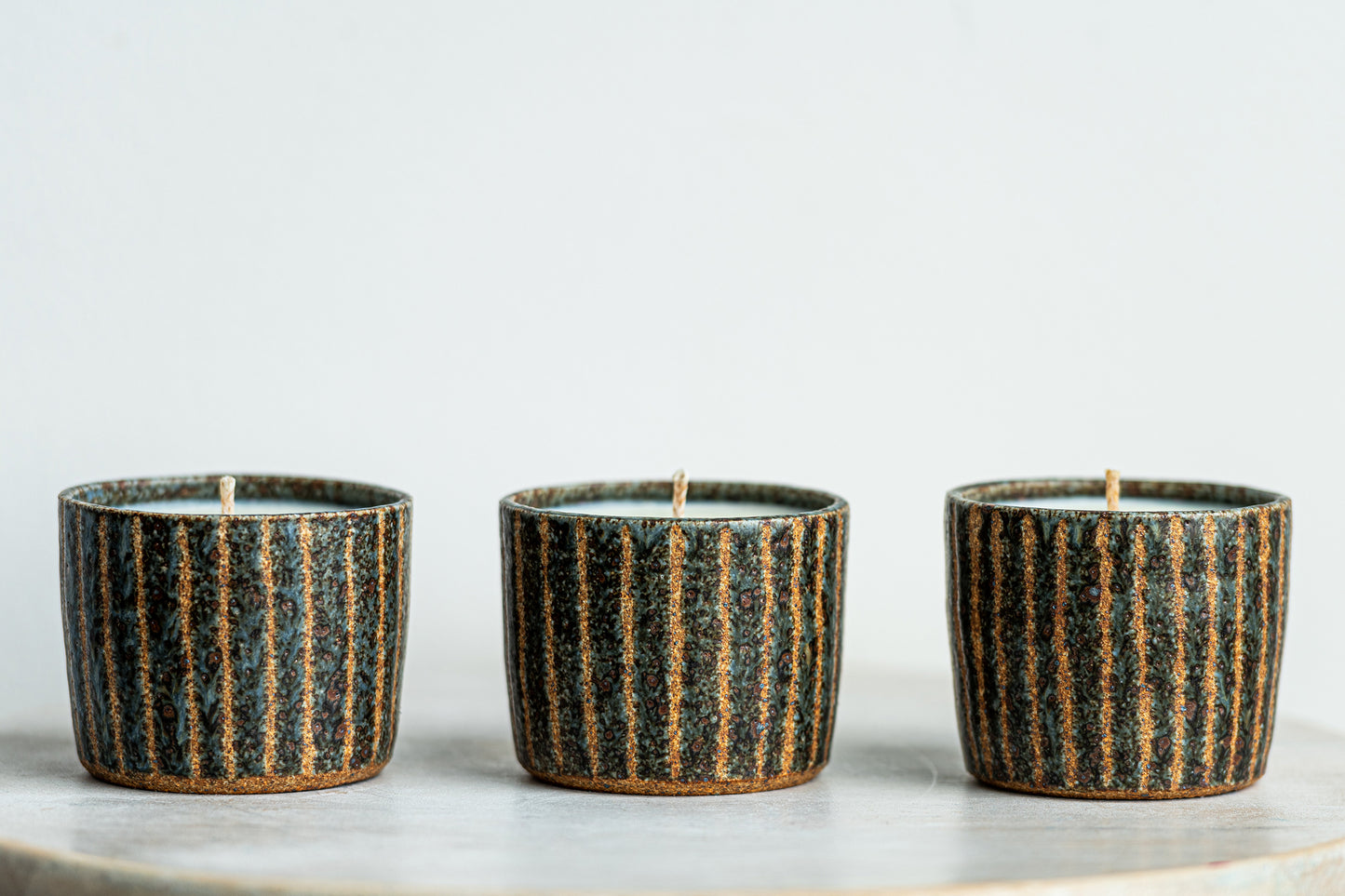 moonstripes stoneware candle