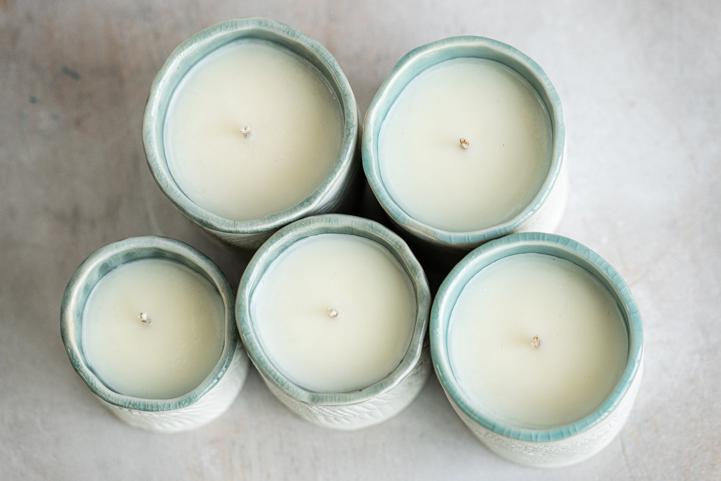 white lace exterior & robin's egg interior porcelain candle