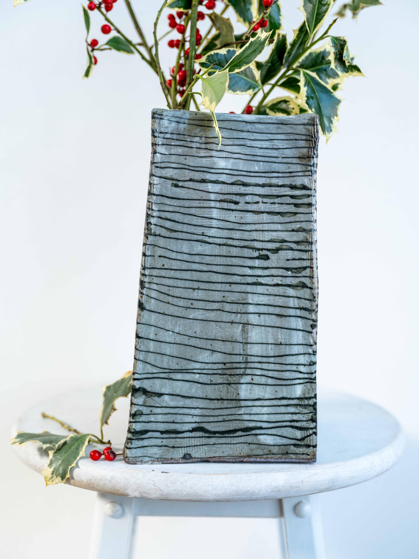 dirty collection - large square striped vase