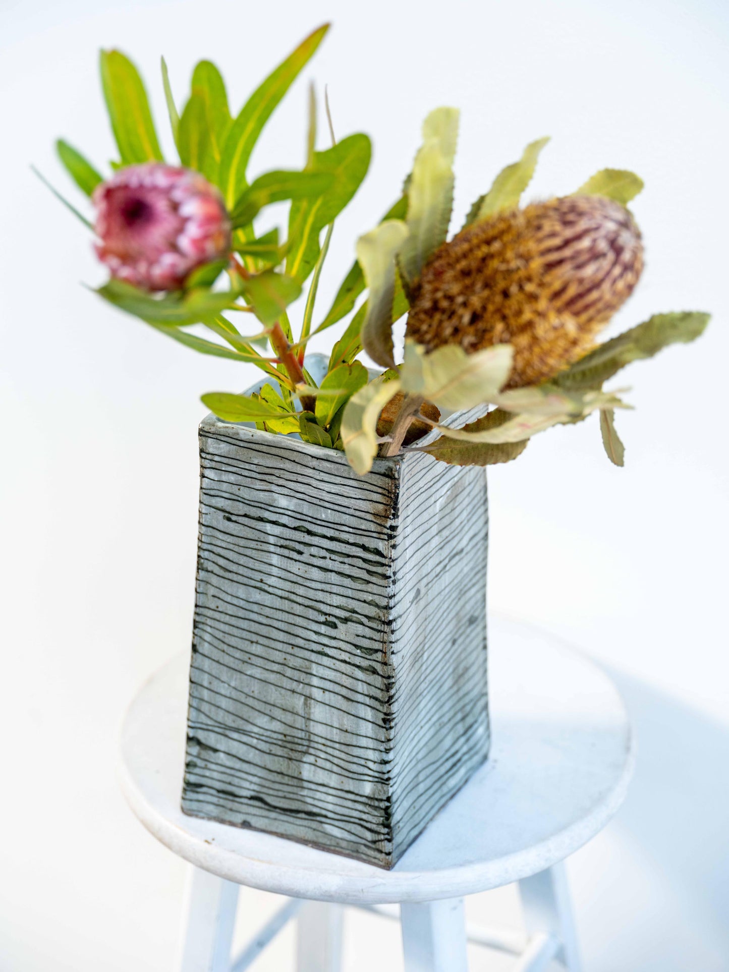 dirty collection - large square striped vase