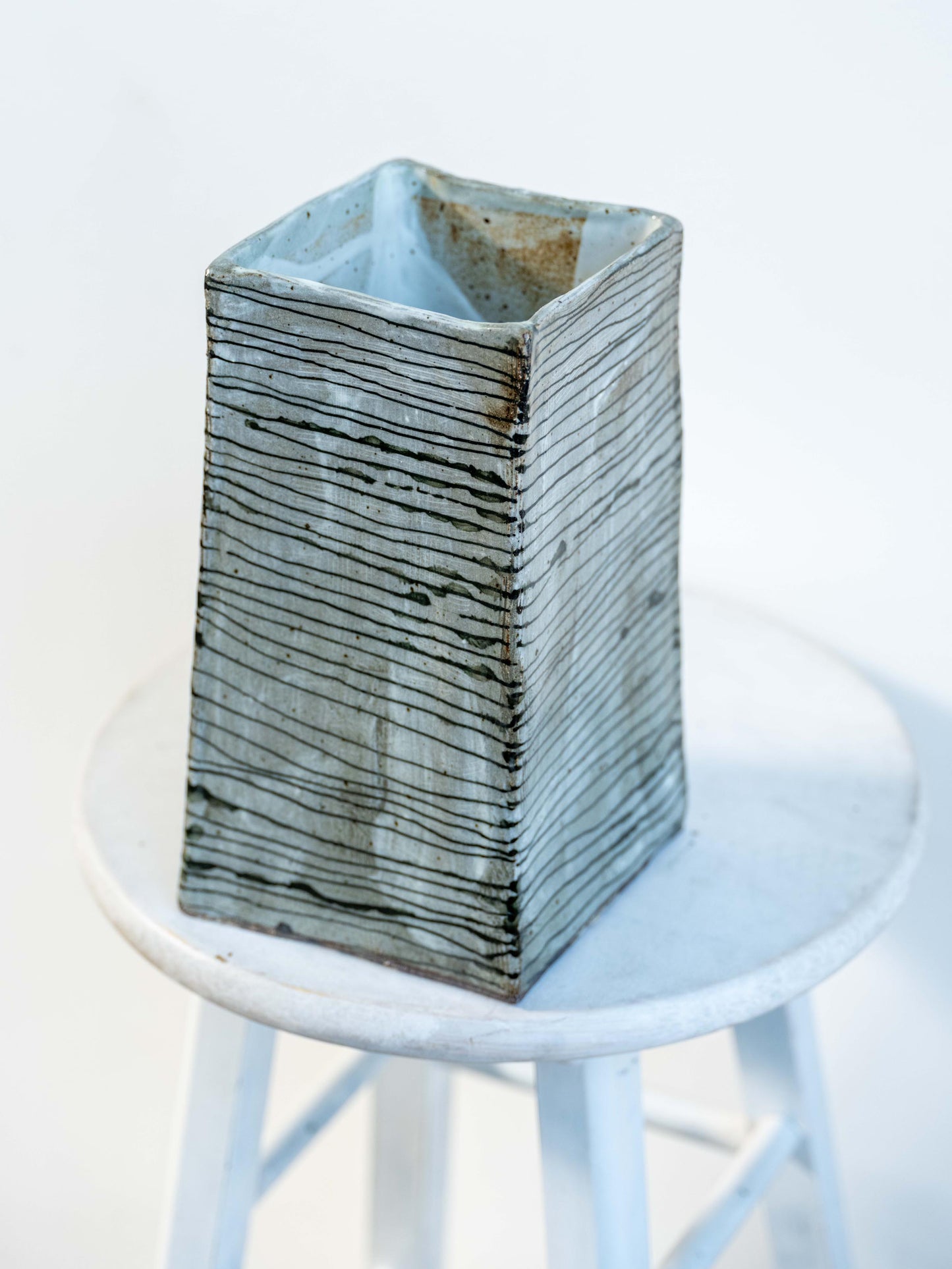 dirty collection - large square striped vase